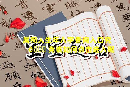 属狗人生年八字查询入口究 🐘 竟该如何点击进入呢